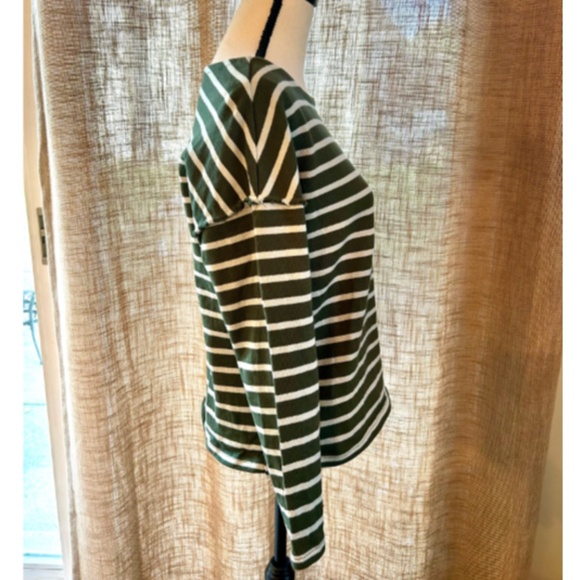 MADEWELL | Luxe Long Sleeve Tee Casler Stripe Green Off White Knit Top - Picture 4 of 6
